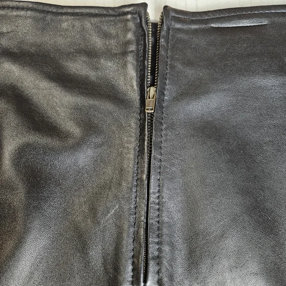 LEATHER 9000 Women Fierce Chocolate Geniune Leather Skirt Size 12 - Picture 5 of 9